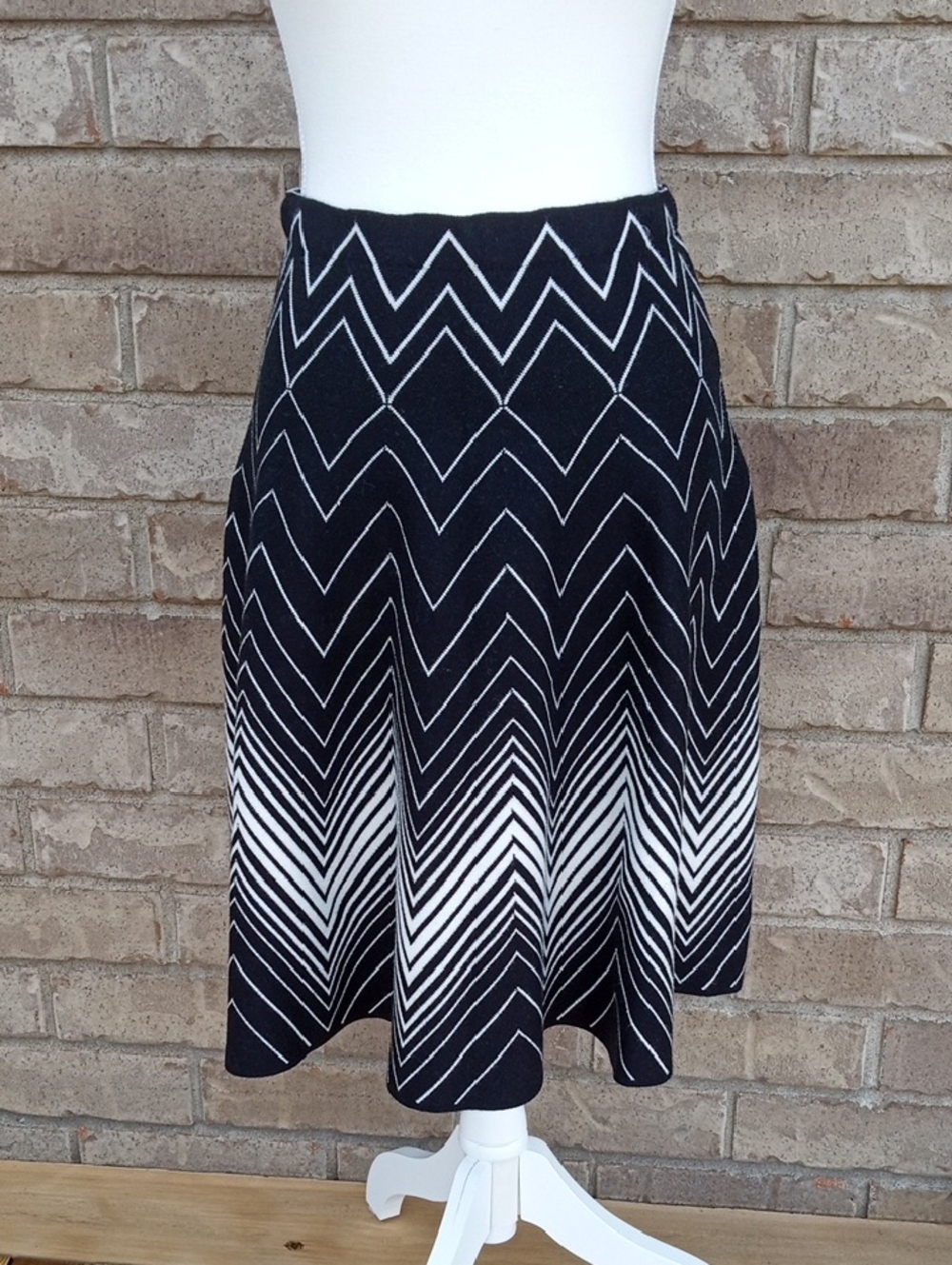 Milano Black and White Chevron A-Line Skirt